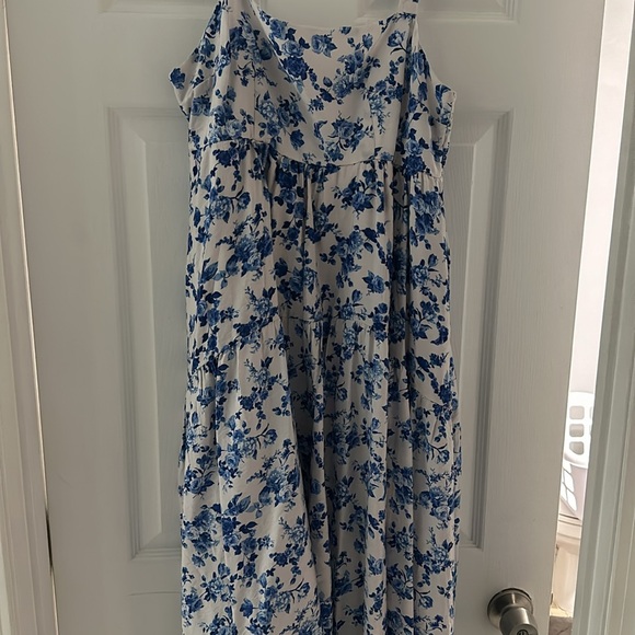 Pinkblush Blue Floral Square Neck Maternity Dress M - Picture 3 of 9